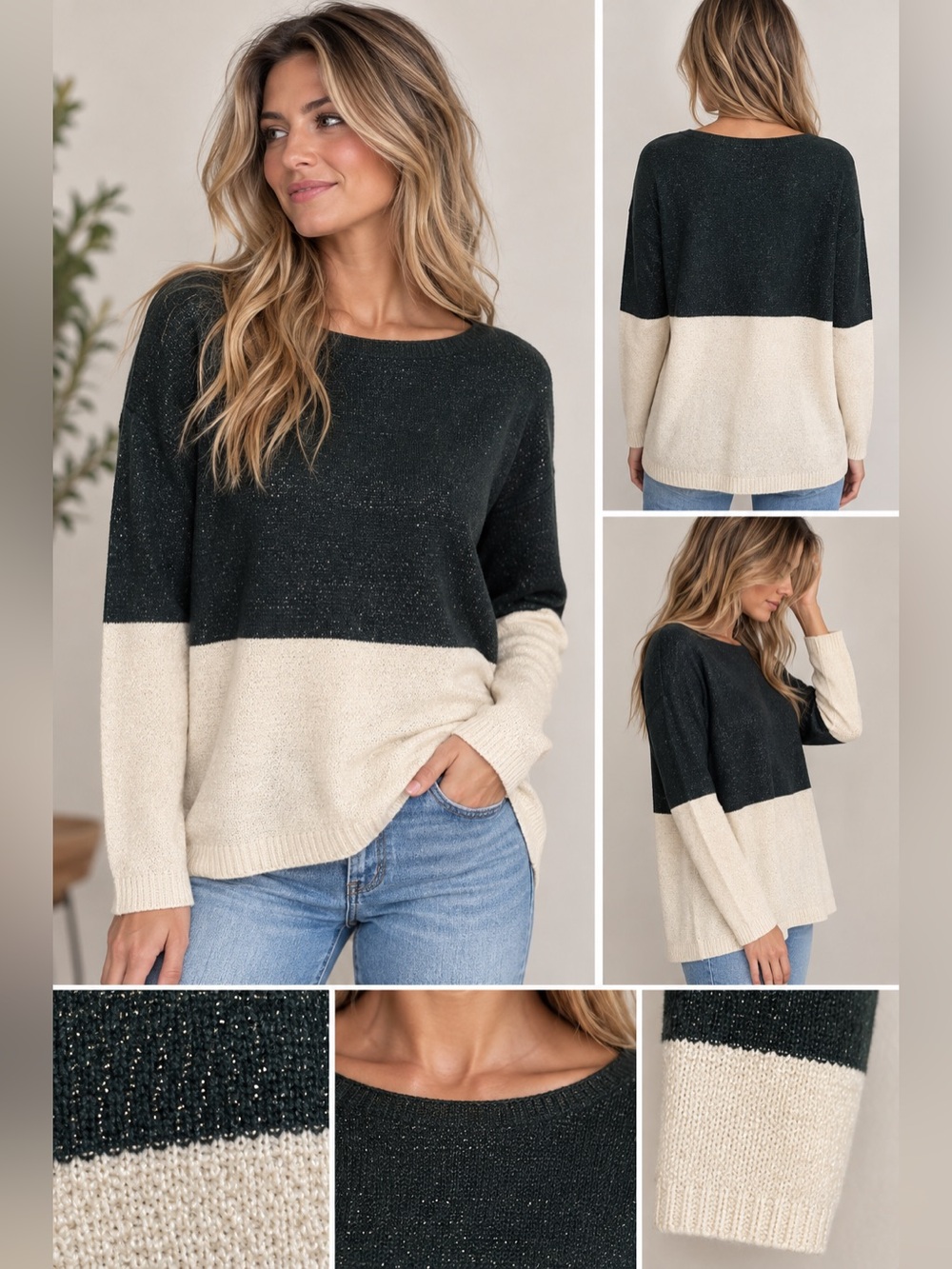Apt. 9 Two-Tone Metallic Boatneck Sweater